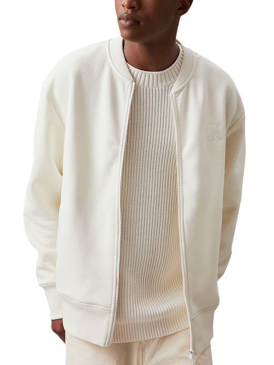 Calvin Klein Men's Sweatshirt Jacket Ecru