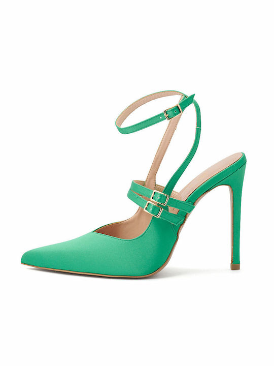 Envie Shoes Synthetic Leather Green High Heels with Strap