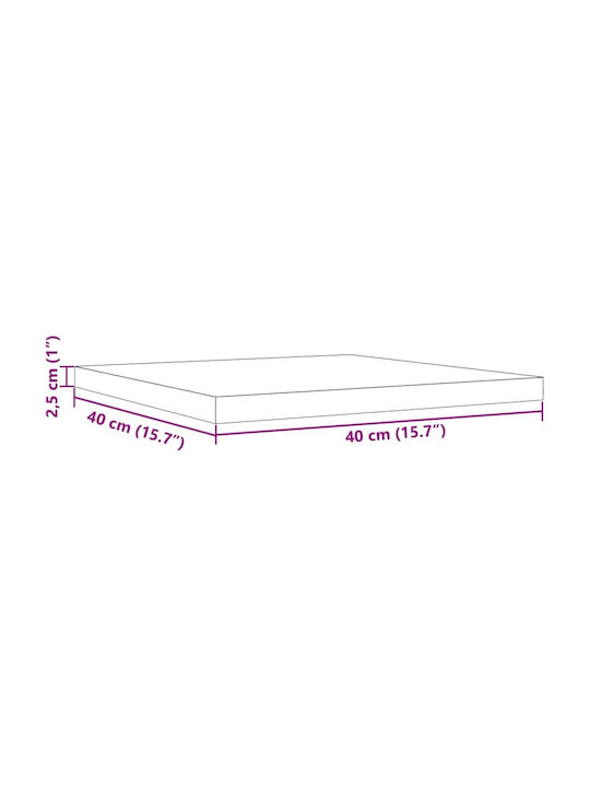 vidaXL Square Table Surface made of Solid Wood Brown 40x40x2.5cm 847423 1pcs