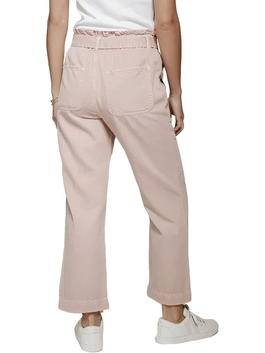 C'est Beau La Vie High Waist Women's Jean Trousers in Straight Line Pink