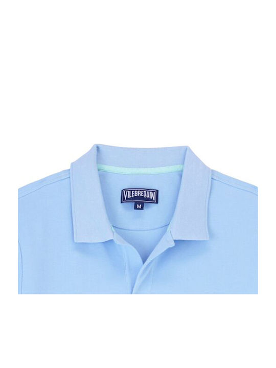 Polo Herrenbluse Kurzarm Hellblau