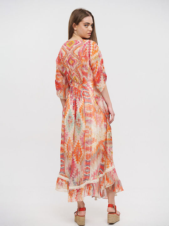 Ble Resort Collection Damen Kleid Strand Κοκκινο/ροζ/λευκο