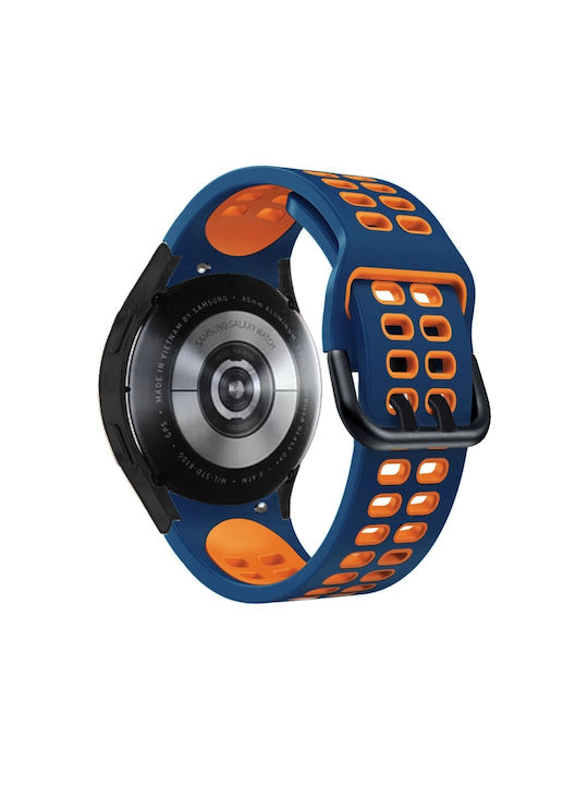 Galaxy Watch Active 2 20mm Αναπνεύσιμο Δίχρωμο Λουράκι Ρολογιού Σιλικόνης Μπλε Μεσάνυχτα + Πορτοκαλί