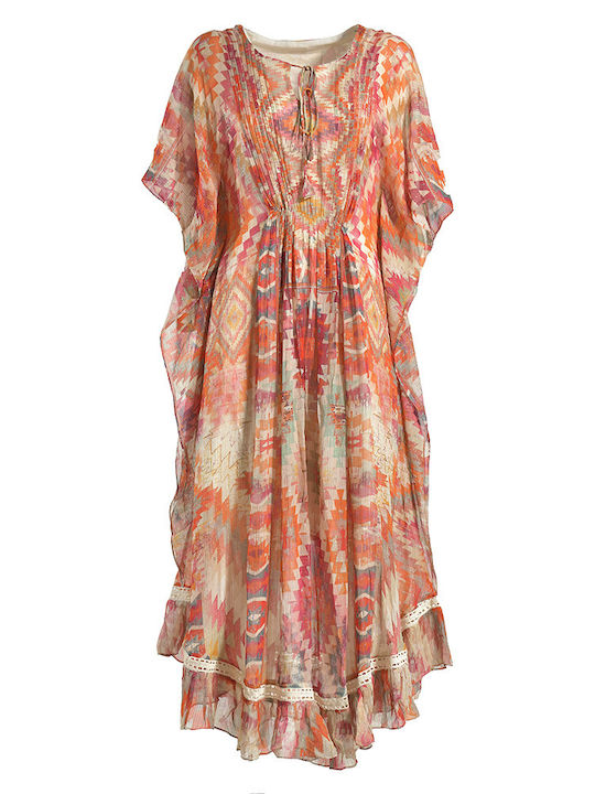 Ble Resort Collection Damen Kleid Strand Κοκκινο/ροζ/λευκο