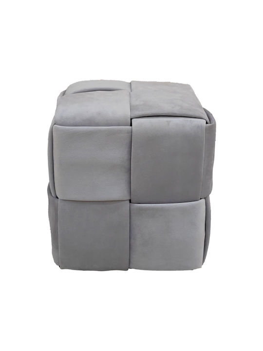 Stool For Living Room Upholstered with Velvet Jisko Grey 38x38x40cm