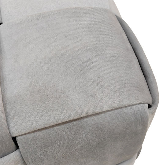 Stool For Living Room Upholstered with Velvet Jisko Gray 38x38x40cm
