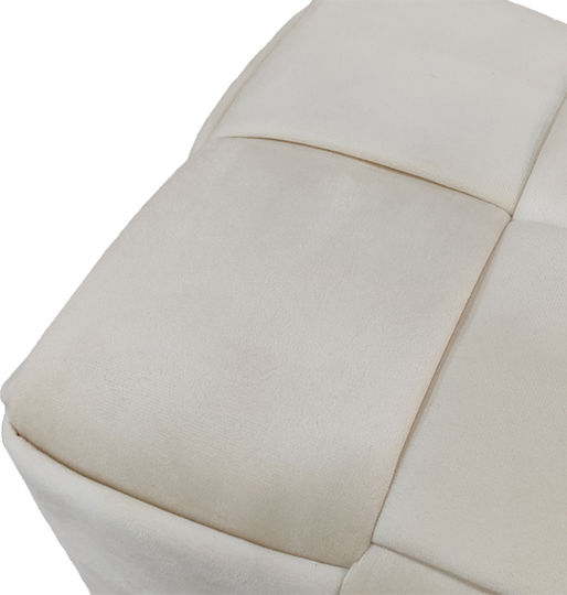 Stool For Living Room Upholstered with Velvet Jisko Beige 38x38x40cm