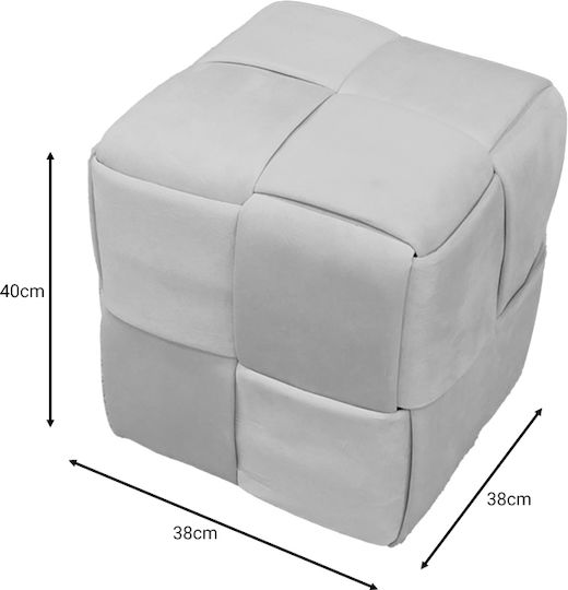 Stool For Living Room Upholstered with Velvet Jisko Gray 38x38x40cm