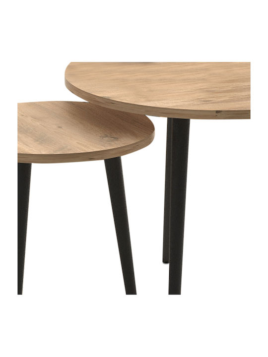Round Coffee Table Roma Wooden Color Oak 2pcs L60xW60xH46cm.
