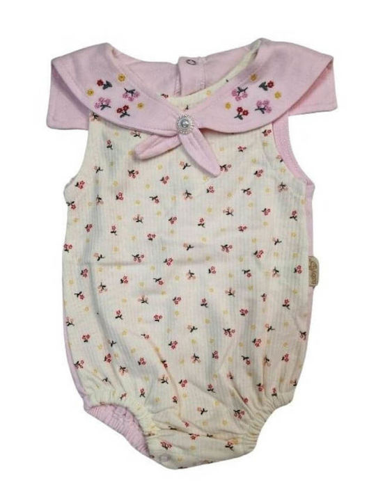 Baby Mii Baby Bodysuit Short-Sleeved Ecru-pink