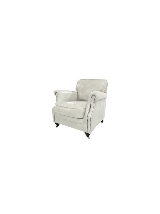 Armchair from Genuine Leather White 82x89x79cm