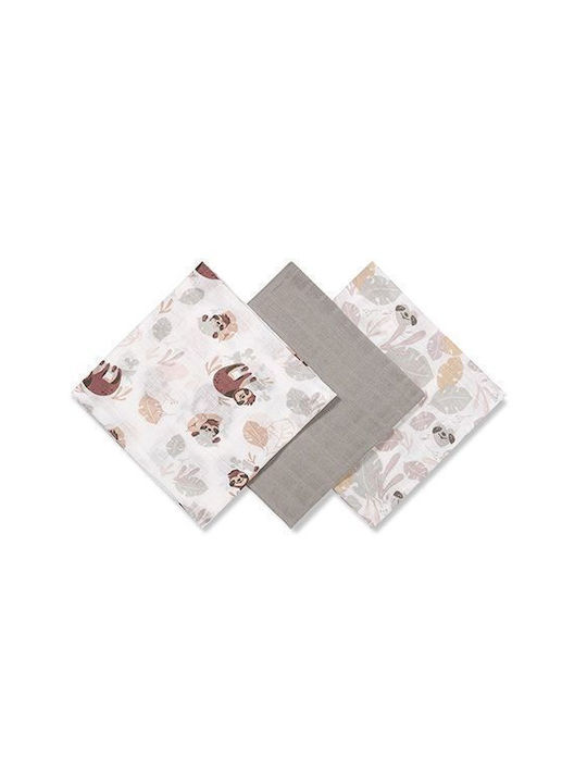 Babyono Muslin Swaddle Wraps Grey Gray 70x70cm. 3pcs