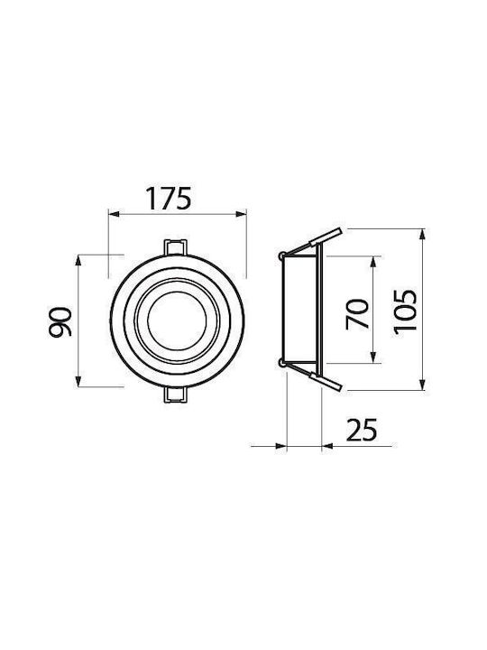 Gtv Metallisch Rahmen für Spots GU10 Silber 9x9cm. 1Stück