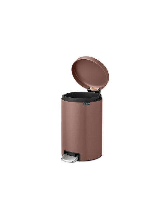 Brabantia Newicon Κάδος Απορριμμάτων Πλαστικός με Πεντάλ Καφέ 12lt