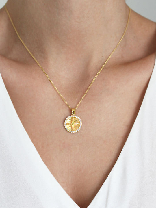 Kids Charm Pendant Constantine Coin from 9K Gold