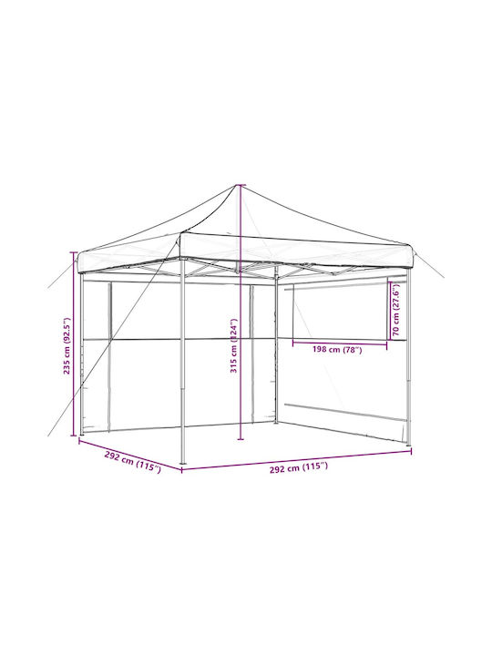 vidaXL Tenda laterală Terasă Portocaliu x2.92m