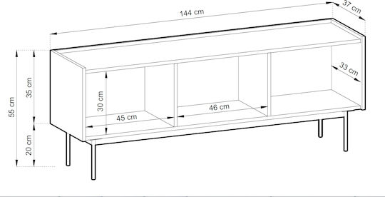 Stand TV Culoare Ceramic Roșu + Natural L144xA55xÎ37cm