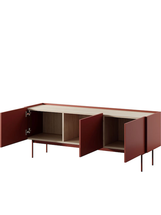 Stand TV Culoare Ceramic Roșu + Natural L144xA55xÎ37cm