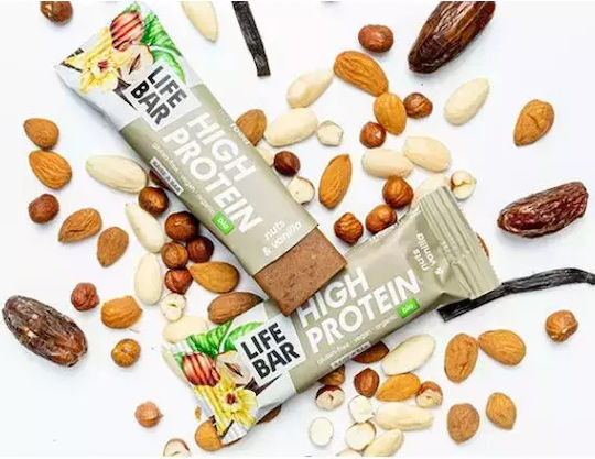 Lifefood Lifebar High Protein Riegel mit 20% Protein & Geschmack Hazelnuts & Vanilla 40gr