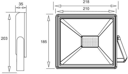 Gtv Στεγανός Προβολέας LED 70W Ψυχρό Λευκό 6400K IP65