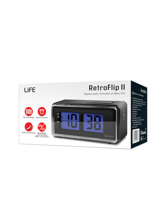 Life Retroflip Ii Tabletop Digital Clock with Alarm Blue 221-0408