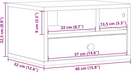 Printer Table Stand Grey Sky 40x32x22.5 cm from Treated Wood