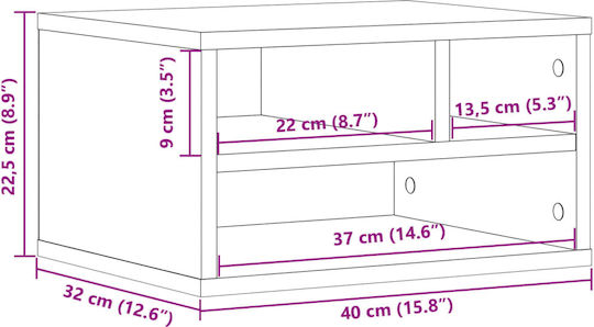 Printer Table Stand Smoked Oak 40x32x22.5 cm Treated Wood