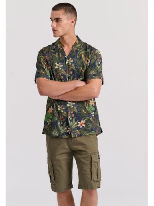 Κοντομάνικο Πουκάμισο σε Φαρδιά Γραμμή Floral Anthracite