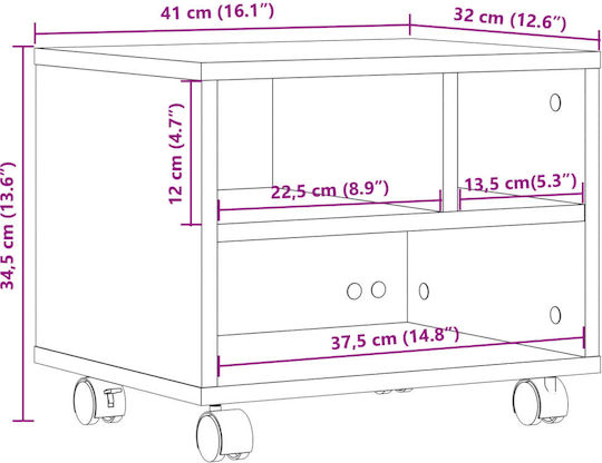 Stand with Casters Printer Base with Grey Wheels Dog. 41x32x34,5 cm 840614