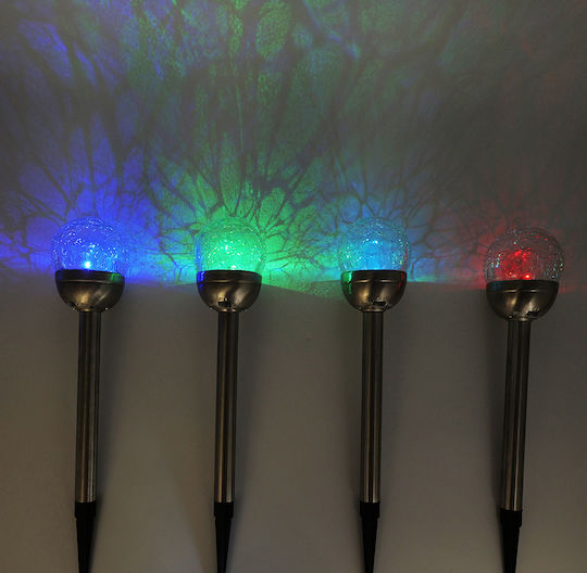 Uncle George Set 4 Eingesteckte Solarleuchten Kugeln RGB mit Fotokontakt