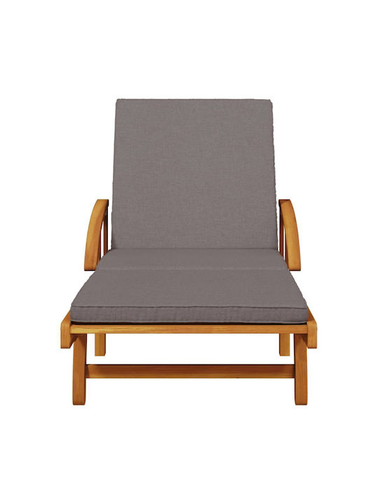 Deckchair Wooden with Cushion & Wheels Brown with Table 2pcs 200x68cm.