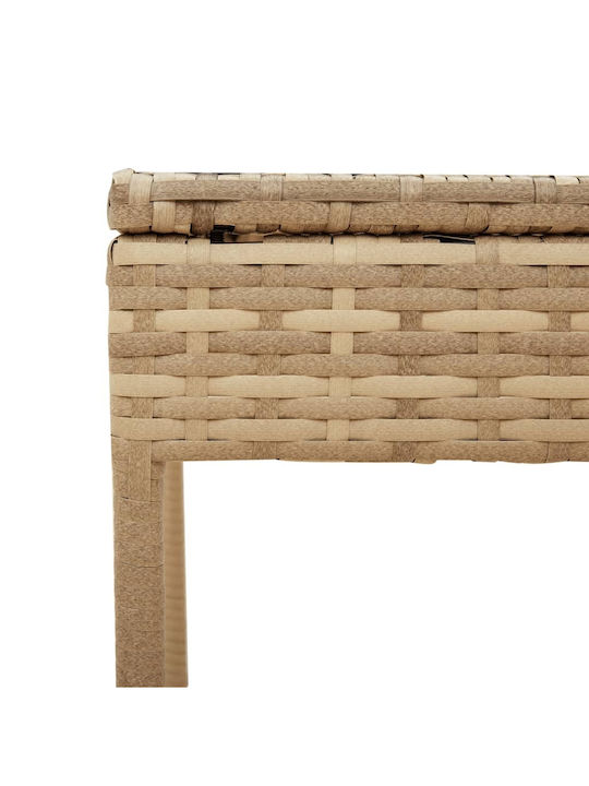 Deckchair Rattan with Cushion & Sunshade Beige with Table 200x55cm.