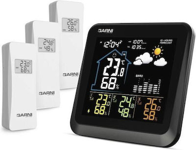 Garni Drahtlos Wetterstation Digital Tischplatte Schwarz