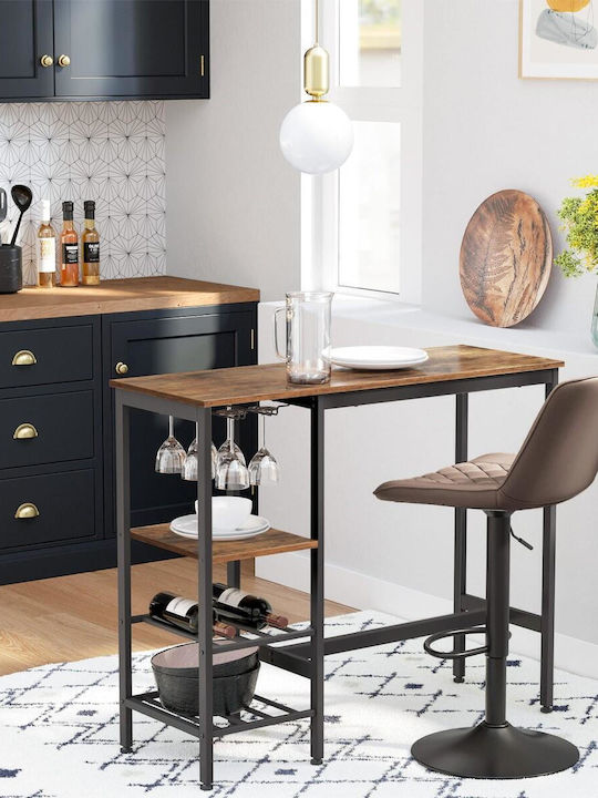 Masă Bucătărie din Lemn Masiv & Metal Rustic Brown 110x40x90buc