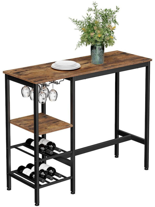 Masă Bucătărie din Lemn Masiv & Metal Rustic Brown 110x40x90buc