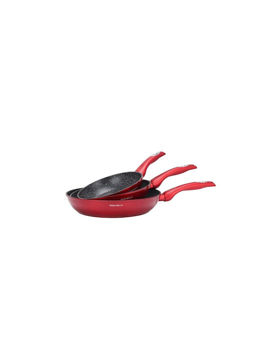 Edenberg Pans Set of Aluminum with Non-stick Coating Red 3pcs