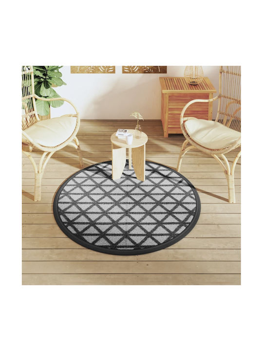 vidaXL Rug Outdoor Round Black Velvet-Black Metal