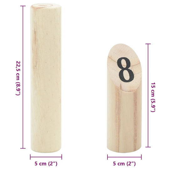 Set de joc Kubb cu 13 piese și husă de transport din lemn de pin solid
