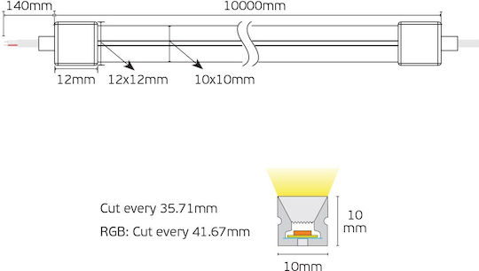 VK Lighting Αδιάβροχη Ταινία LED 24V Θερμό Λευκό Φως 10m