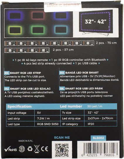 Sunshine Inteligent Bandă LED Pentru televizor USB 5V RGB Lumină Tip SMD5050 cu Sursă de alimentare & Telecomandă