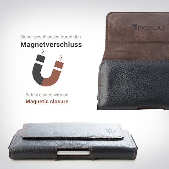 Honju Horizon Leather Belt Case with Magnetic Closure Universal for Samsung Galaxy S7 S8 S9 S10 S21 S22 S23 S24 Xcover Black Hhsamsung