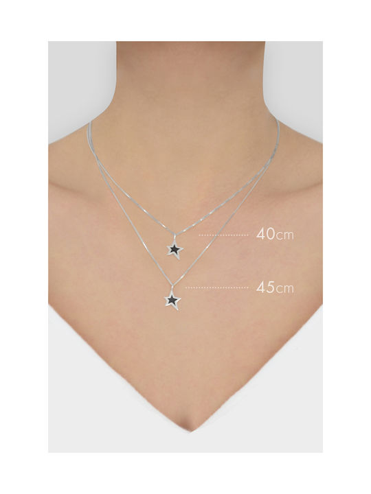 14k White Gold Star Pendant White Chain Photo 40cm