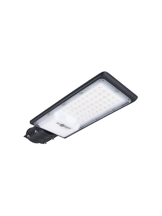 Eco Light Εξωτερικό Φωτιστικό LED Δρόμου 50W με Ψυχρό Λευκό Φως IP65 Μαύρο