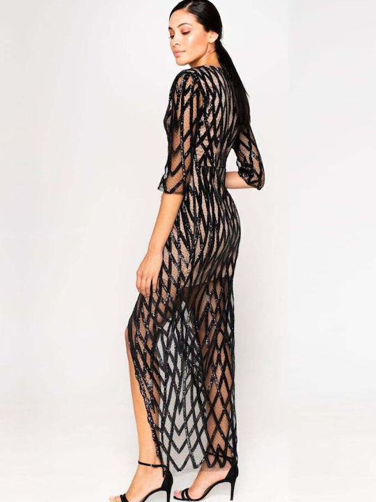 Maxi Abendkleid Mit Spitze Schwarz