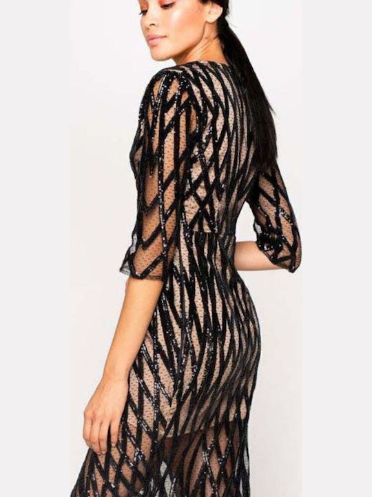 Maxi Abendkleid Mit Spitze Schwarz