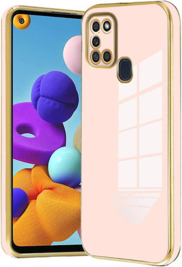 Bodycell Plated Back Cover Silicone with Strap Gold (Galaxy A21s)