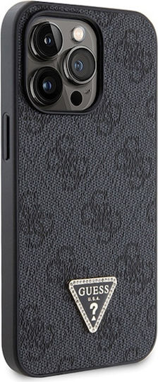 Guess Metal Logo Umschlag Rückseite Metallisch mit Band Schwarz (iPhone 13 Pro)