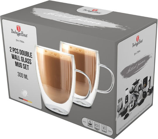 Berlinger Haus Set Căni Maro De sticlă Albe 300ml 2buc