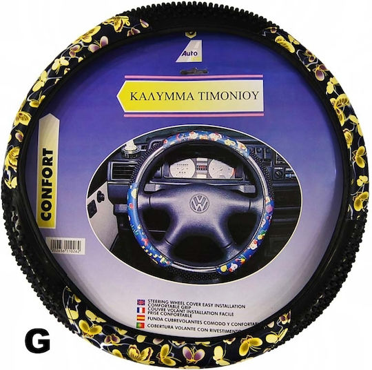 Autoline Κάλυμμα Τιμονιού Αυτοκινήτου G με Διάμετρο 38εκ. από Δερματίνη Μαύρο