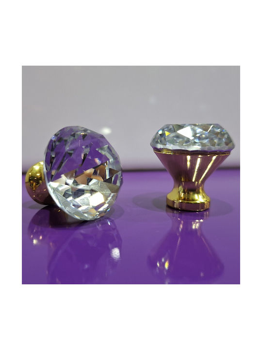 ACM Knob Furniture made of Zamak & Metallic & Crystal in Gold Color 11850 1pcs
